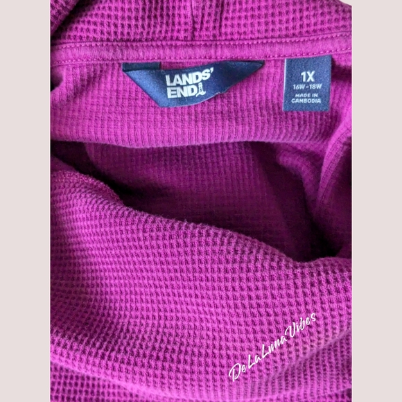 Lands' End Magenta Turtle Neck w/Drawstring at Bottom Activewear Sweatshirt EUC - Picture 3 of 7